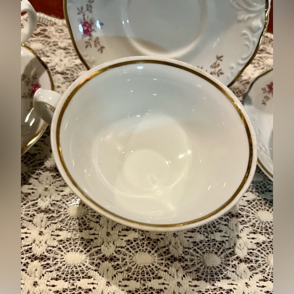 3 Sets of Wawel Pink Tea Rose Tea Cups and Saucers Made in Poland - Picture 7 of 12